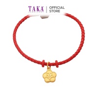 FB8 TAKA Jewellery 999 Pure Gold Pendant Flower with Cord Bracelet