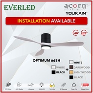 [Installation available] Acorn (Youkain) OPTIMUM 668H *Smart* Hugger Ceiling Fans With 24w LED 3-Tone  46"/ 52" DC Ceiling Fan