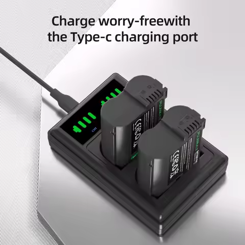 PUJIMAX 1900mAh EN-EL15 Rechargeable Digital Camera Battery + Charger for Nikon D500 D610 D750 D800 