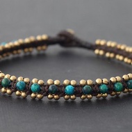 孔雀石黃銅串珠腳鐲編織串珠袖口手鐲腳鐲