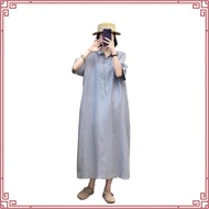 LAHSTORE straight linen dress with German collar, half sleeves, pockets, youthful loose form DS29 (G