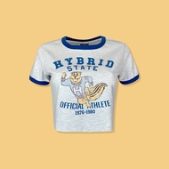 Hybrid T-shirt Women ไฮบริดเสื้อยืดผู้หญิงแขนสั้น ทรงครอป สีท็อปดาย(Top-Dye)WTS-1041-TD เสื้อสตรีท เ