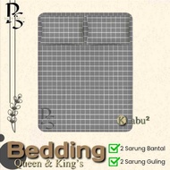 AESTHETIC GREY CHECKED BED SHEET SINGLE QUEEN & KING'S SIZE 80x200/90x200/100x200/120x200/160x200/18