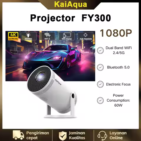 FY300 Pro Smart Projector 4K Wifi6 290ANSI Allwinner FY300 BT5.0 1080P 1280*720P Home Cinema Outdoor