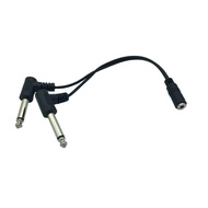 BSN | 3.5mm Mini 1/8 Inch TRS Stereo Female Jack To Dual 1/4 6.35mm Male Plug Mono TS Right Angle Au