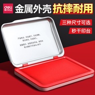 H9J6 Deli 9891 Dry Table Mud Metal Press Hand Quick-Drying Square Red Table For Financial Accounting