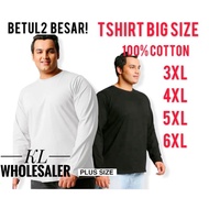 PLUS SIZE 100% Cotton Long Sleeve T-shirt [3XL 4XL 5XL 6XL] | T-shirt Lelaki Cotton Saiz Besar ✅