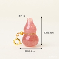 Natural Pink Crystal Gourd Pendant Small Pendant Color-Preserving Gold Winding Lobster Clasp Fulu me