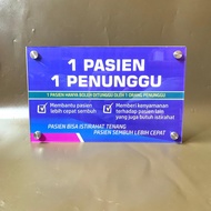 Acrylic Board 1 Patient 1 Waiting | Acrylic Hospital Inpatient Regulation | CLINIC
