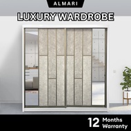 ✅ Free Install ✅ Premium Wardrobe Almari Besar 8x8, 6x8 Brown Almari Sliding Door Almari Baju Bedroo