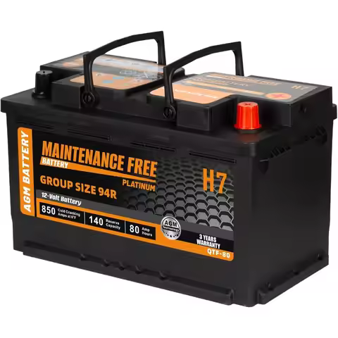 H7 Group Size 94R Start and Stop AGM Automotive Battery 12V 80Ah 850 CCA 140 RC Rechargeable Car Bat