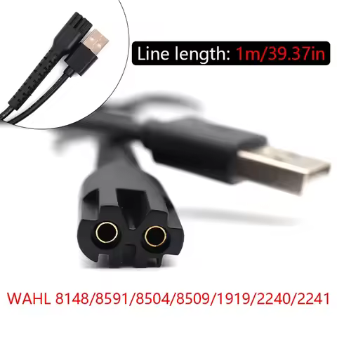 For Wahl 8148/8591/8504/8509/1919/2240/2241 USB Charging Cable Power Cord 1M Length Professional Hai
