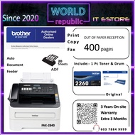 Brother Mono Laser Printer FAX-2840 A4 Print Copy Fax ADF with Hand-Set Voice Call similar fax-878 l
