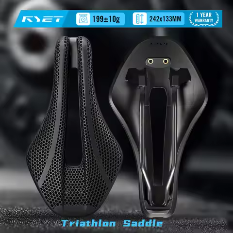 RYET TT01 Triathlon 3D Saddle VCM Short Nose Aero Carbon 3D Printed 242x133mm Reinforced Nylon Shell