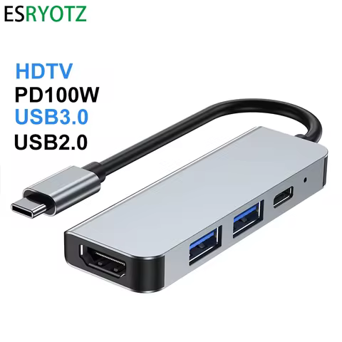 USB c to USB A 4 IN 1 Type-c to HDMI-Compatible HUB 0 Dock PD 100W HDTV 4K 5Gbps PD3.0 usbc OTG Adap