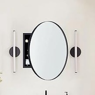 EGHOME Black Round Circle Recessed Bathroom Medicine Cabinet with Mirror Circlular Shaped Stainless Steel Metal Framed Medicine Cabinets Bathroom Cabinet with Mirror 24'' Diameter