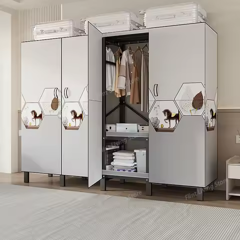 Folding Wardrobe Free Installation Steel Portable Wardrobe Storage Closet Organizer Aesthetic Wardro