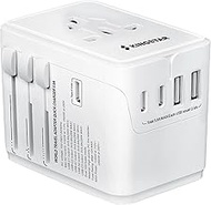 Universal International Plug Travel Adapter, 6 in 1 Wall Charger with 3 Type-C 5.8A 29W PD Fast Char