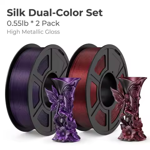 Silk PLA 3D Printer Filament 1.75mm 250g 2 Pack High Gloss Silky FDM 3D Printers Silk Black Purple S