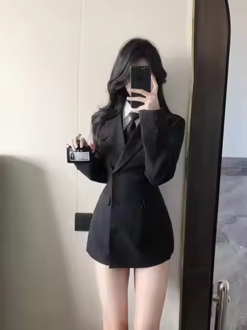 Korean Drama Preppy Style Women's Autumn Winter Jk Uniform Suit Set Waist-Cinched Blazer Sweet Spicy