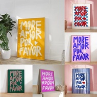 Maximalist More Love Please Love Quote Canvas Painting for Wall Eclectic Blue Pink Poster Prints Pic
