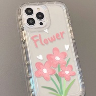 Good case 🔥COD🔥INS Simple Flowers Pink Flower Case Compatible For Samsung Galaxy A55 5G A50 A34 A54 A14 A53 A22 A71 A10S A32 A12 A04 A50s A51 A31 A21S A20S A30s A04E A52s A04s A23 A52 A03 A20 A13 A11 A03s A30 Soft TPU Transparent AirBag Phone Case