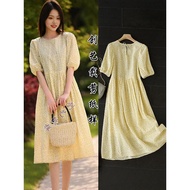CX234 Spring Summer French Floral Puff Sleeve Dress