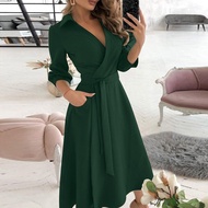 Fantnesty Plus Size Dress For Women Formal Wedding Dress For Ninang Sale Womens Fashion Pure Color V