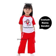 Independence Day 17 August girls' cargo suit ages 1-8 years FREE NAME