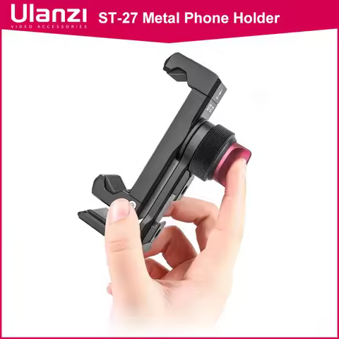 Ulanzi ST-27 Metal Vertical Shooting Phone Mount Holder Clip with Cold Shoe for Rode Wireless Go Mic