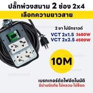 (ชุดเซ็ตประกอบ) ปลั๊กสนามเบรกเกอร์ 4 ช่อง 2x4 ตัดไฟอัตโนมัติ  3680W และ 4500W 2 ขากลม Sokawa  มีม่าน