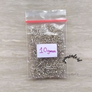 payet manik 2 mm manik pasir kalung gelang cincin warna putih 10 gram - perak 10 gram