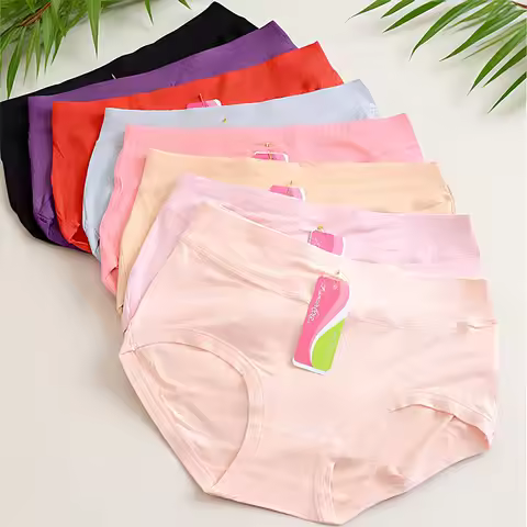 6Pcs/Pack 80-200 Pounds Mid Waist Big Women's Bamboo Fiber Underwear Plus Size L-4XL Seamless Ladies