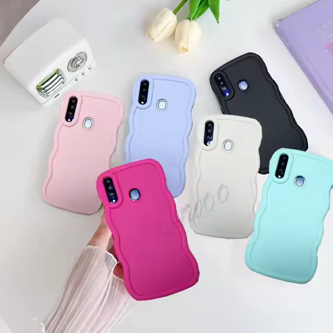 Macaron Dopamine Color Wavy Frame Soft TPU Case Cover For Huawei Y9 Prime 2019 Y6 Y7 Y6P 2020 Y9S Sl