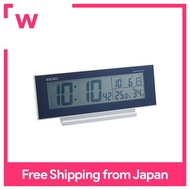 Seiko clock Alarm clock Always on Radio wave Digital calendar Temperature/humidity display Even at night Dark blue metallic SQ762L SEIKO