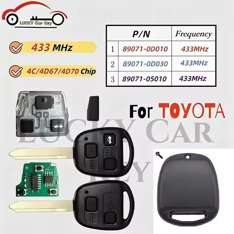 LUKCY Key For Toyota Corolla Yaris Avensis 4C/4D67/4D70 Chip 433MHz TOY47 Blade P/N:89071-0D010/8907