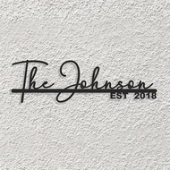 【Custom】1 pc Custom - made Metal Sign Bearing the Surname: "The Johnson" EST 2018 - Personalized Wal