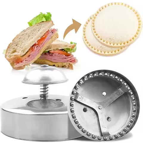 Sandwich Cutter and Sealer for Kids Stainless Steel Round Sandwich Maker Pastry Cookies Mold for Ham