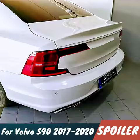For Volvo S90 T4 T5 B5 2017-2020 Car Rear Trunk Lid Lip Spoiler Wings Black Carbon Body Kit Car Exte