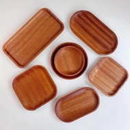 Japanese Style Beech Round Solid Wood Tray Ebony Tray Photo Props Oval Rectangular Tray Steak Pizza 