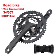 JIANKUN IXF Bicycle Crankset RFA Road Bike Crankset BCD110mm Hollow Crankset Double Disc Aluminum Alloy Sprocket 22 Speed 170mm 50/34T Cranks kit Bike Parts