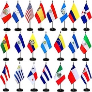 CUUSNNY 22 Spanish-Speaking Countries Mini Desk Flags Set, 5x8 Inch Table Stick Flags for Office Cla