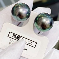 孔雀綠耳釘天花板🔝 14-15mm近圓，正面乾淨，側面有微瑕品質。18k厚金耳針！！贈大尺寸側翻耳堵