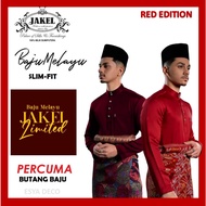 (SET RED) JAKEL LIMITED Baju Melayu Jakel Asad Motawh by JAKEL Cekak Musang Baju Raya 2024 Slim Fit Direct HQ Post