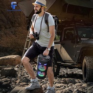 BT Speaker Portable Speaker with Double Subwoofer Deep Bass Lights Loud Boombox Support USB/TF/AUX/F