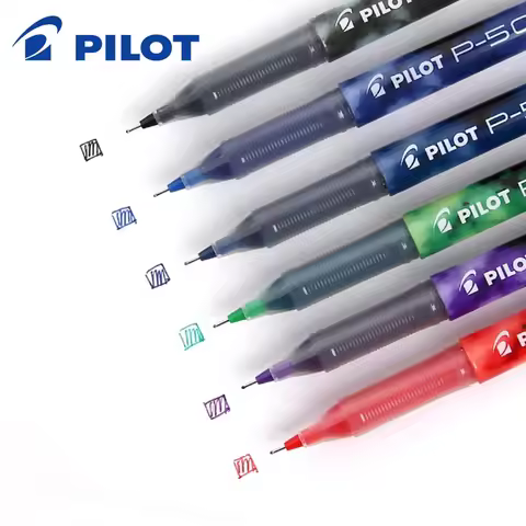 6pcs Japan Pilot Straight Liquid Gel Pen 0.5/0.7mm Straight Color Pen Large Capacity P500/P700 Black