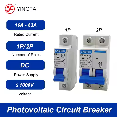 1P / 2P DC 1000V Photovoltaic Solar Circuit Breaker / Overload Protection Switch For 4.2kw - 10.2kW 