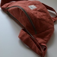 亞麻斜背包男女適用，腰包，帆布腰包，適合跑步或散步