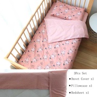 Baby Bedding Set For Newborns Woven Cotton Soft Kids Bed Linen Cartoon Crib Bedding Set With Bumper 