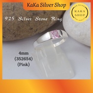 Original 925 Silver 4mm CZ Pink Stone Ring For Women | Perempuan Cincin Batu CZ Merah Jambu Perak 925 | Ready Stock